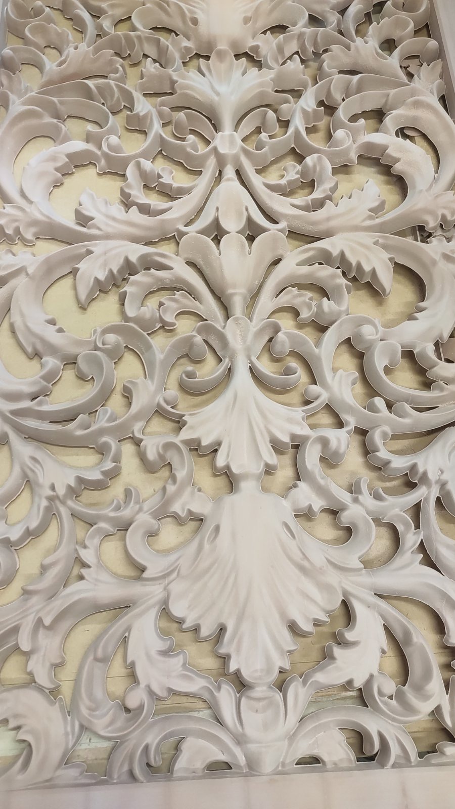 The carved ornamental panel before finishing