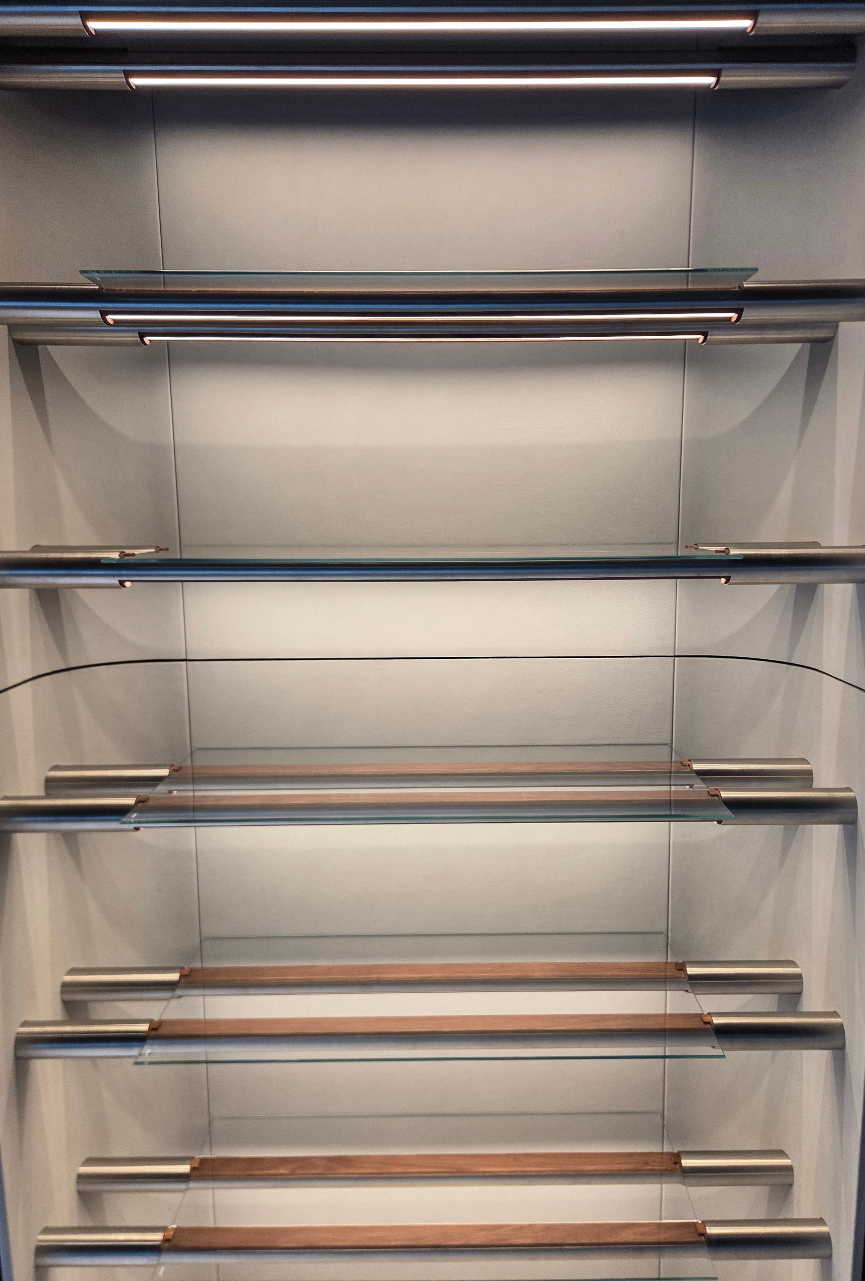 The lit shelving niche during installation