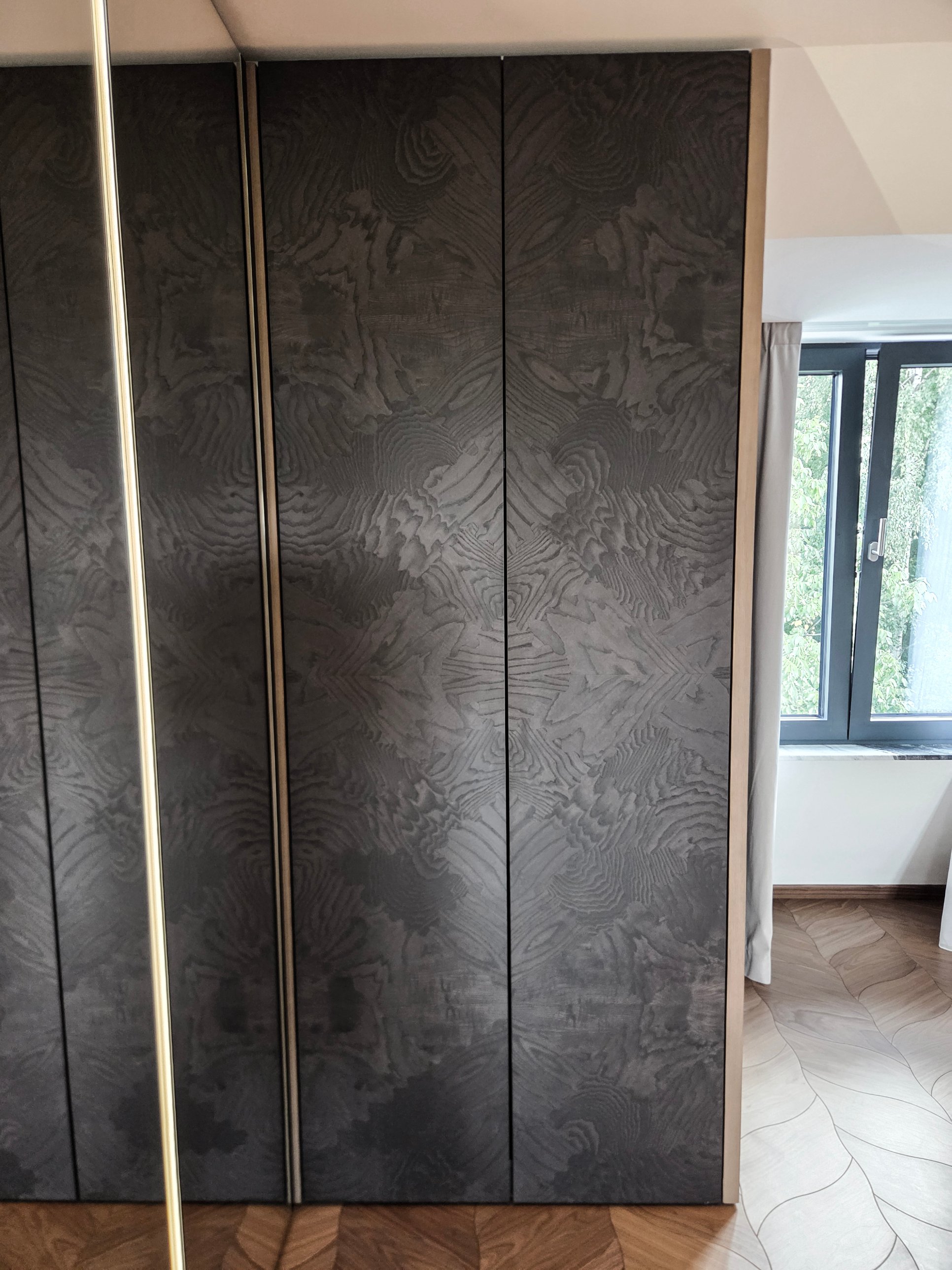 Figured timber wardrobe doors