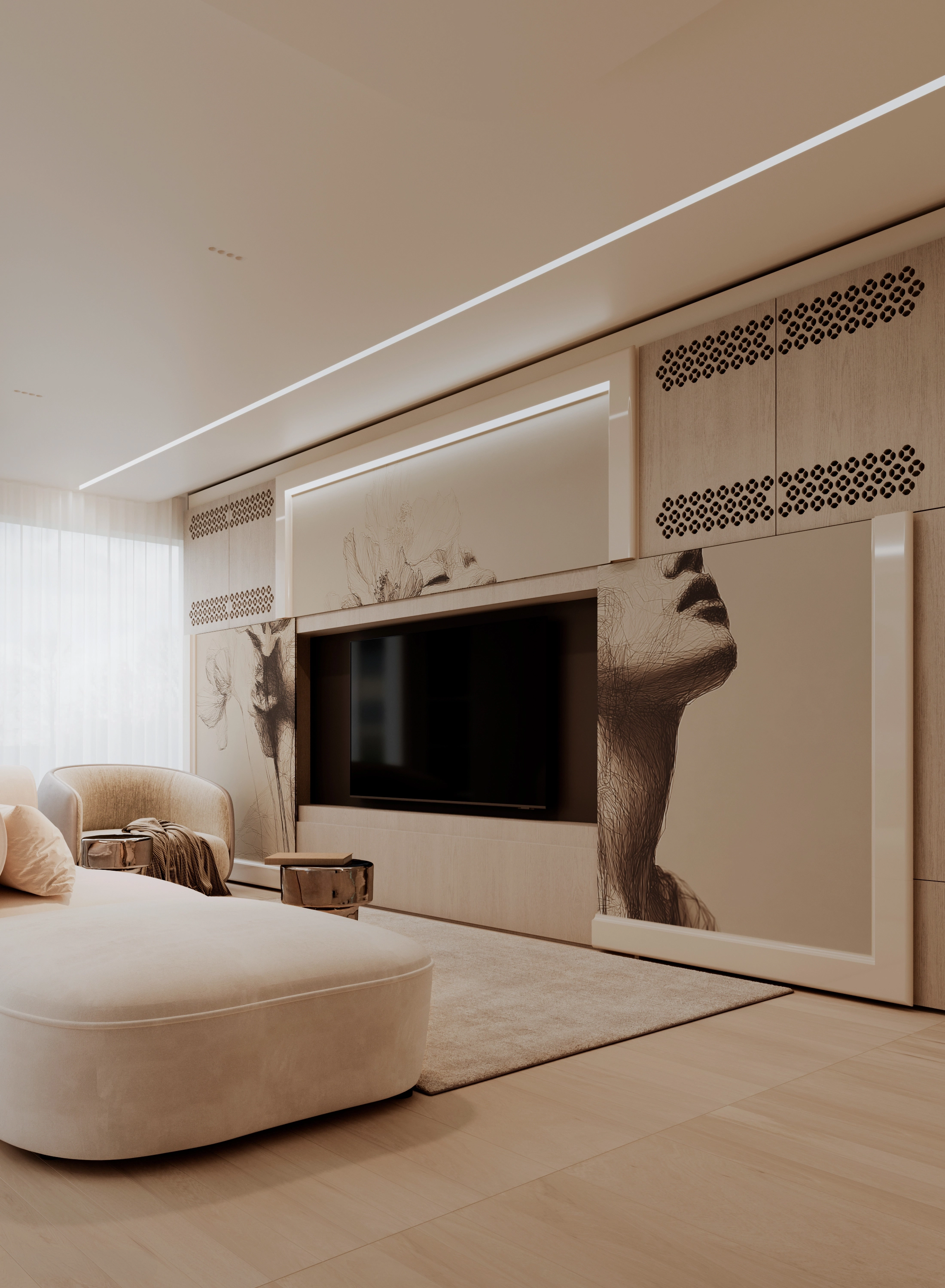 The artwork panels opened to reveal the television behind